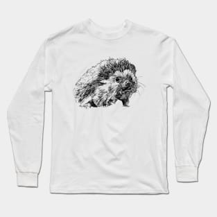 Hedgehog Ink Drawing Long Sleeve T-Shirt